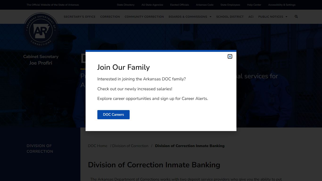 Inmate Banking - Arkansas Department of Corrections